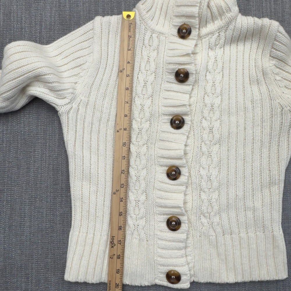 Energie Authentic Women's Large Ivory Cable Knit Shawl Collar Cardigan Y2K - Picture 10 of 15